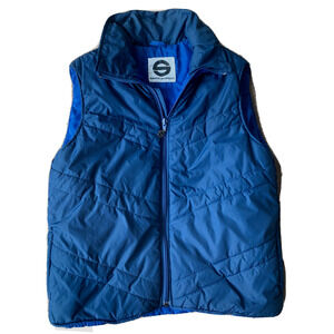 90s Vtg puffer vest Mens Large Blue Snap Saska Retro Hiking Camping Outdoor